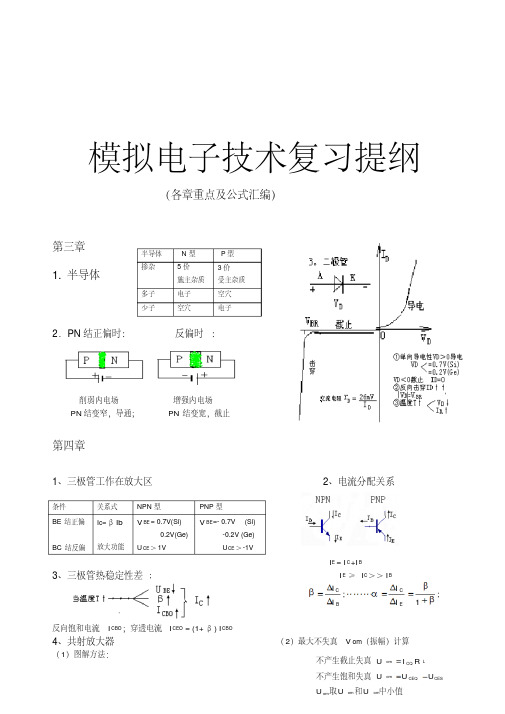 模拟电子技术复习提纲资料