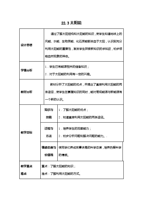 22.3太阳能教案