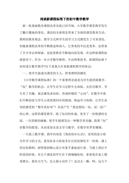 新课程标准下初中数学教学论文