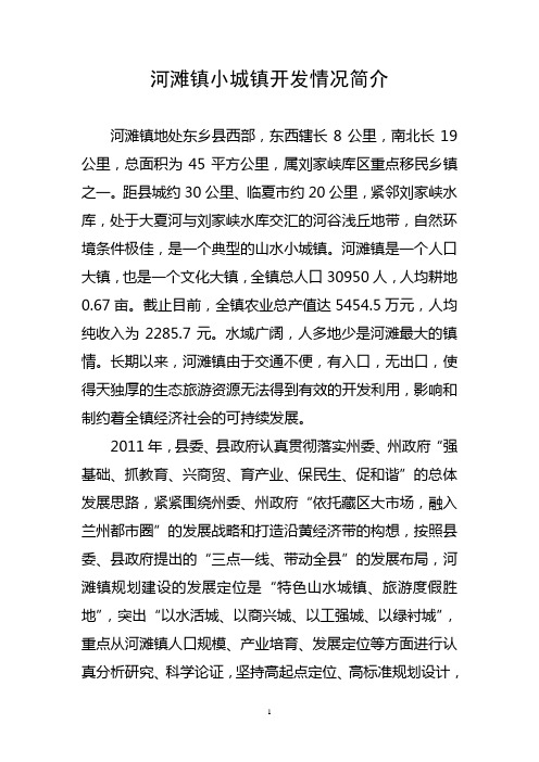 河滩镇小城镇开发情况简介