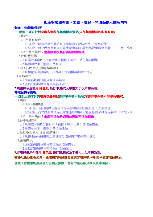 有卤、无卤与环保、非环保标示区分--板王