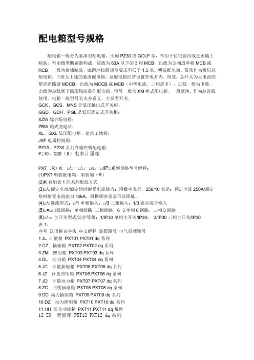 配电箱型号规格及系统图学习.