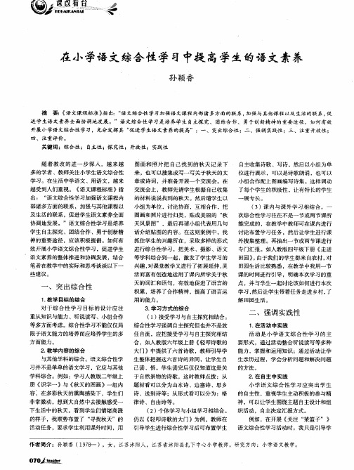 在小学语文综合性学习中提高学生的语文素养