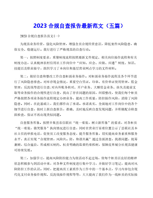 2023合规自查报告最新范文(五篇)