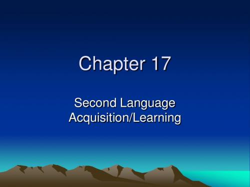 chapter 14 Second Language Acquisition