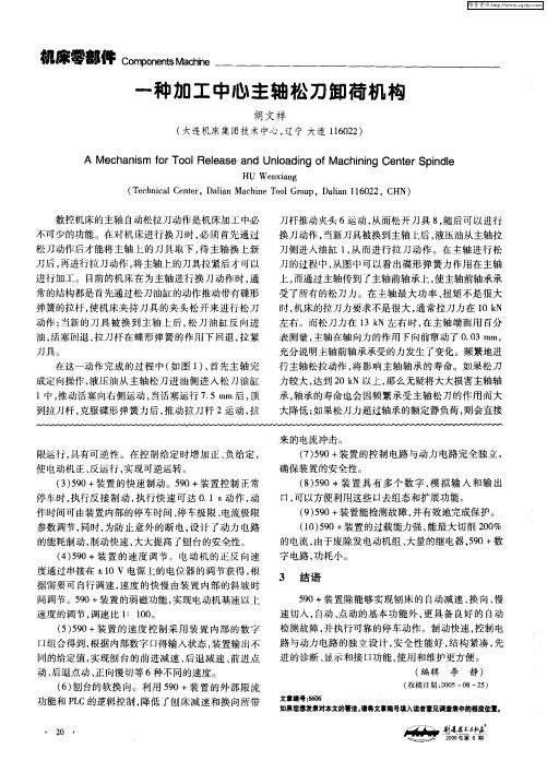 一种加工中心主轴松刀卸荷机构