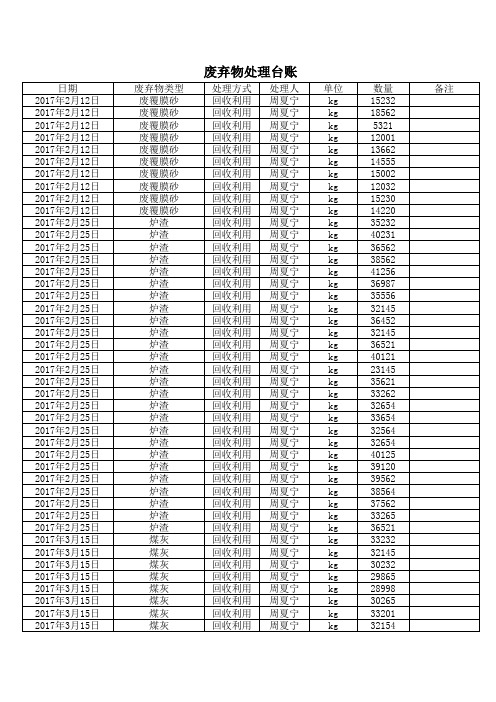 废弃物处理台账