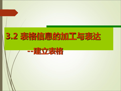 高中信息技术必修课件-3.2.2 建立表格-粤教版