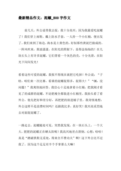 最新精品作文：泥螺_800字作文-2019年作文