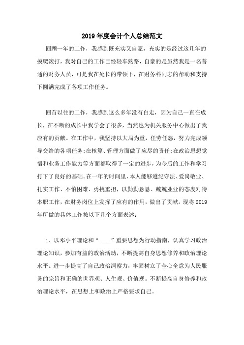 2019年度会计个人总结范文