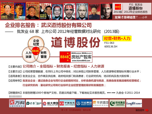 道博股份年报2013经营管理及薪酬研究(批发业销售费用)武汉道博股份有限公司_九舍会智库