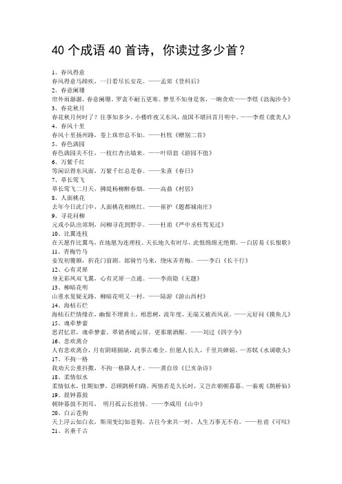40个成语40首古诗