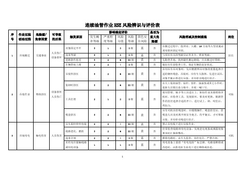 连续油管作业HSE风险辨识与控制措施