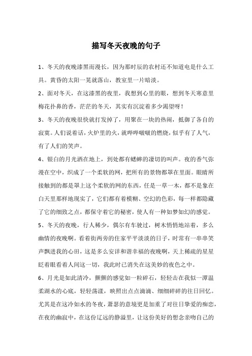 描写冬天夜晚的句子