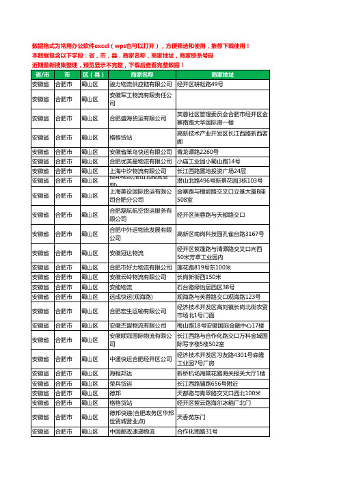 2020新版安徽省合肥市蜀山区货运工商企业公司商家名录名单联系电话号码地址大全178家