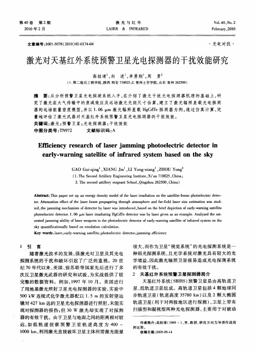 激光对天基红外系统预警卫星光电探测器的干扰效能研究