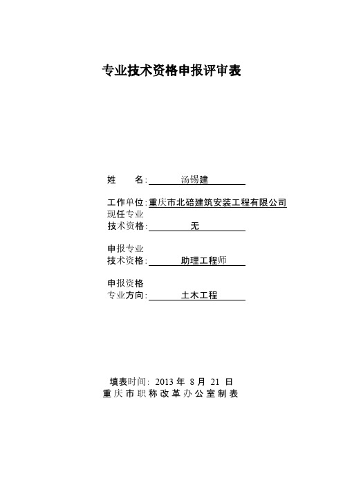 专业技术资格申报评审表-推荐下载