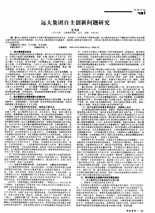 远大集团自主创新问题研究