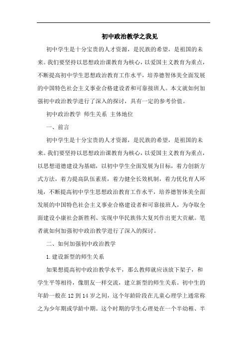 初中政治教学之我见