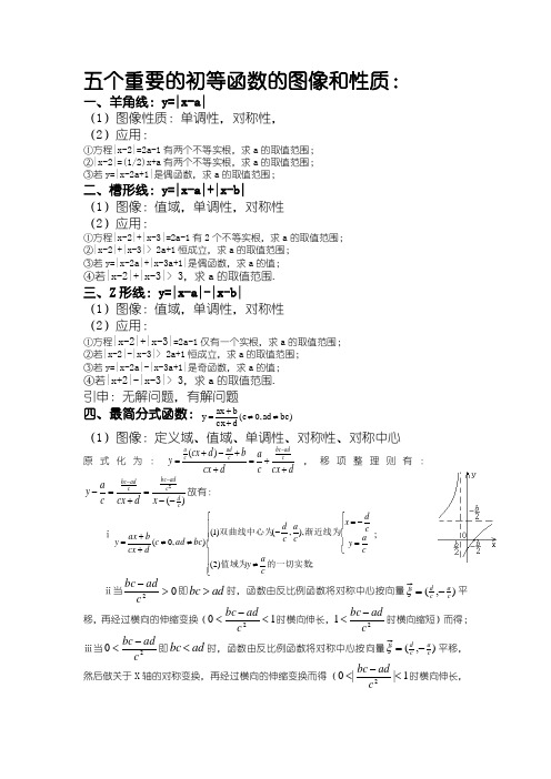 五个重要的初等函数的图像和性质