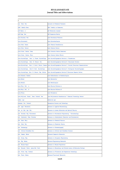 期刊全名和缩写对照表#精选.