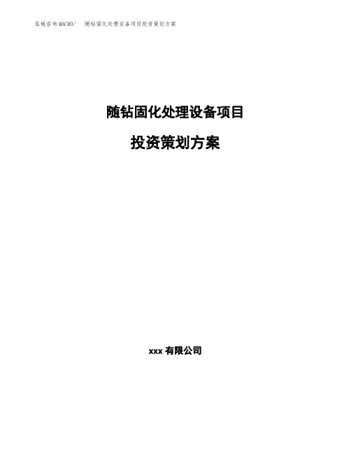 随钻固化处理设备项目投资策划方案范文