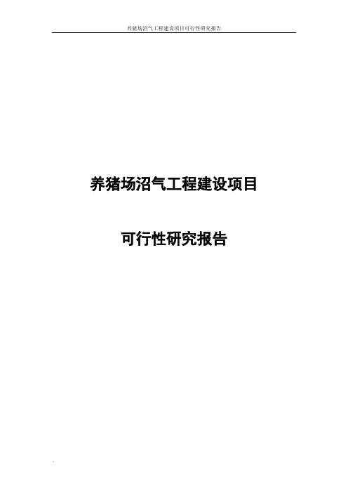 养猪场沼气工程建设项目可行性研究报告