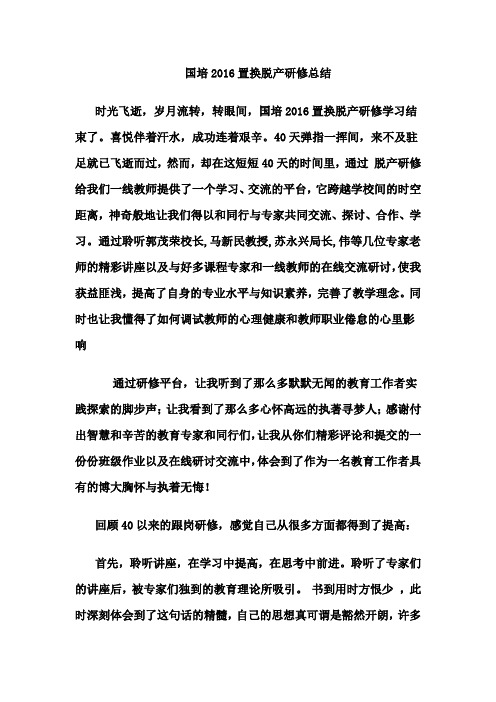 国培2016置换脱产研修总结