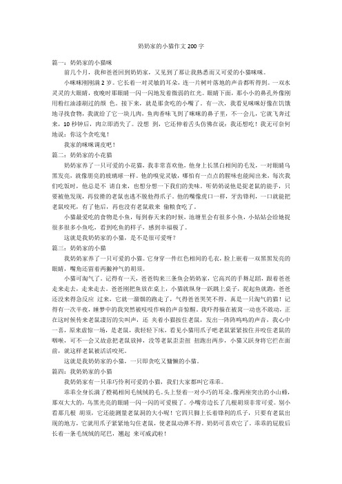 奶奶家的小猫作文200字优秀作文