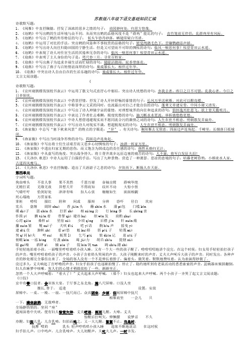 苏教版八年级下语文期末复习提纲