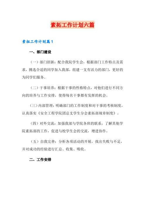 素拓工作计划六篇