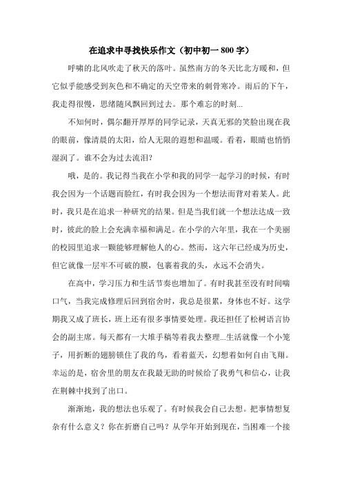 在追求中寻找快乐作文(初中初一800字).doc