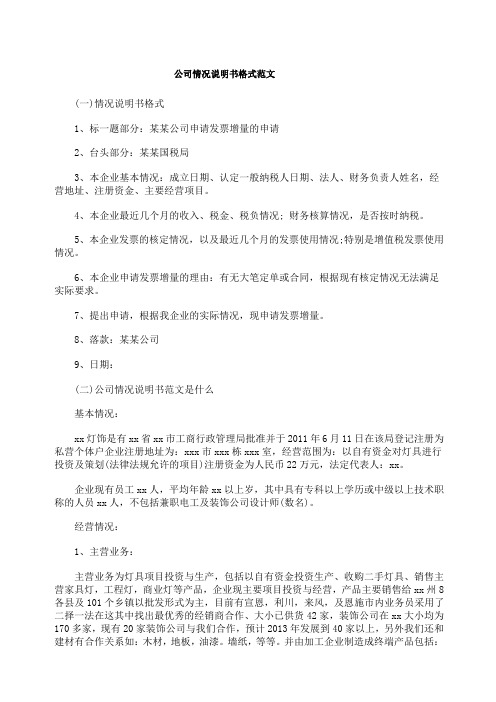 公司情况说明书格式