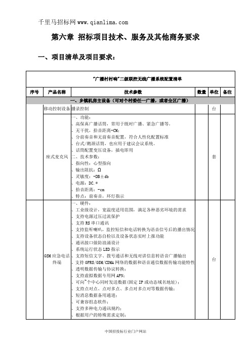 广播村村响RDS无线调频广播系统采招投标书范本
