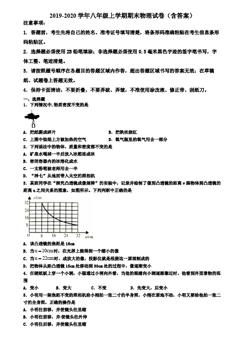 青岛市2019-2020学年物理八年级上学期期末学业水平测试试题