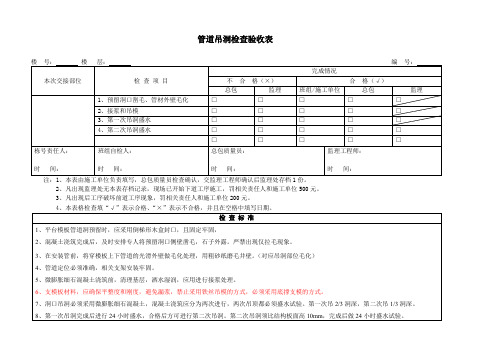 管道吊洞检查验收表
