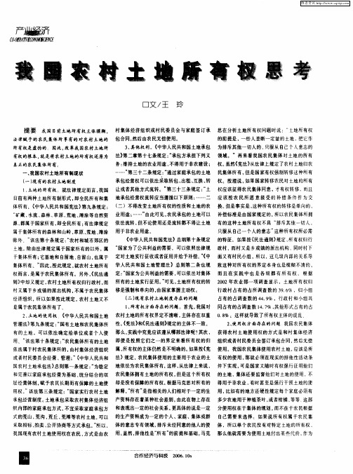 我国农村土地所有权思考
