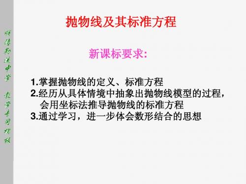 高二数学选修2-1 抛物线的定义 标准方程 ppt