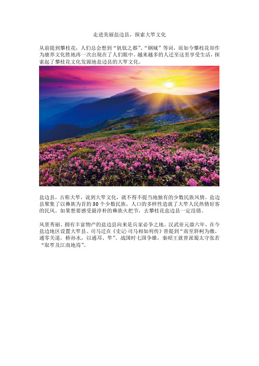 走进美丽盐边县,探索大笮文化
