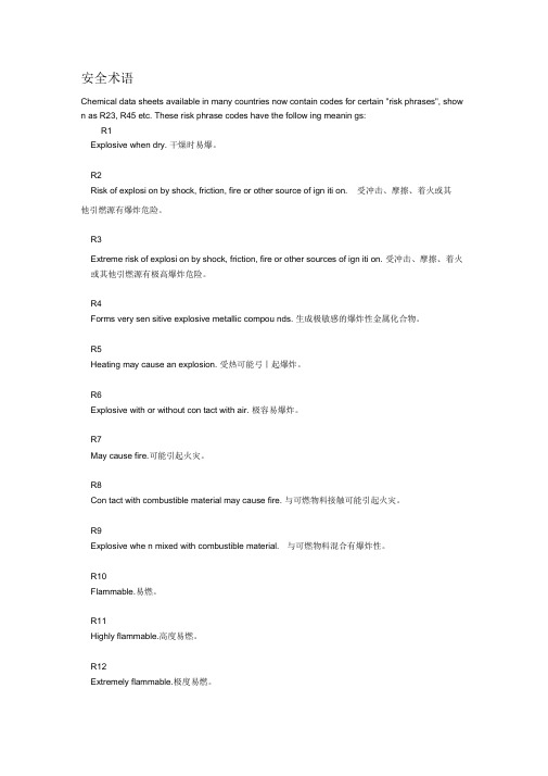 风险术语安全术语