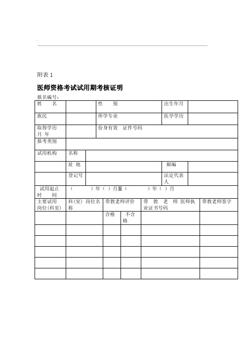 执业医师报名下载表格