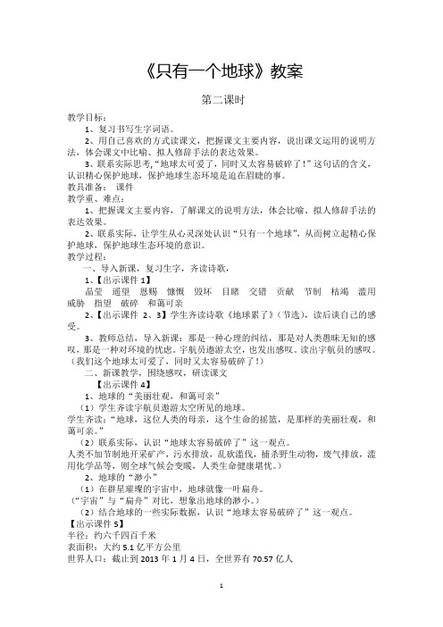 《只有一个地球)教案1