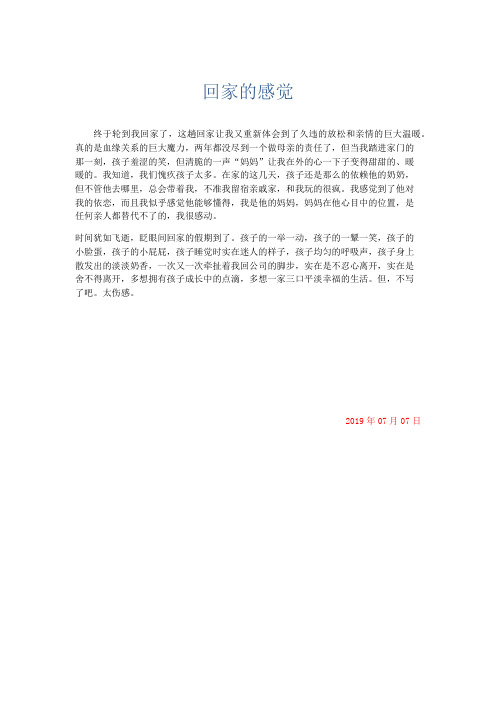 推荐作文 回家的感觉-精品