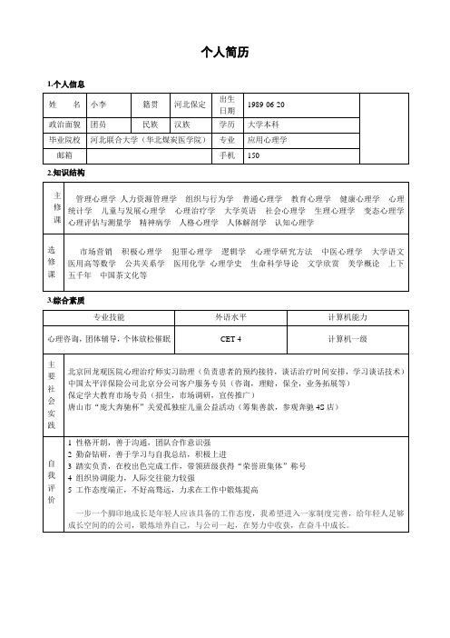 个人简历优秀模板