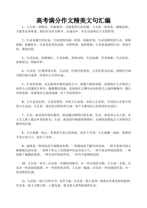 高考满分作文精美文句汇编