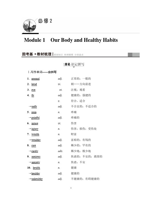 17-18版 第1部分 必修2 Module 1 Our Body and Healthy Habits