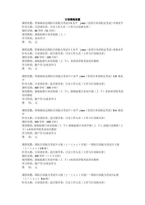 日语课程设置(最终版)