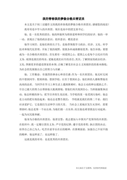 我的青春我的梦做合格共青团员_初三话题作文