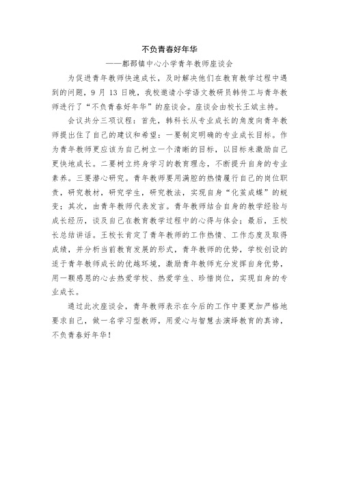 不负青春好年华——青年教师座谈会