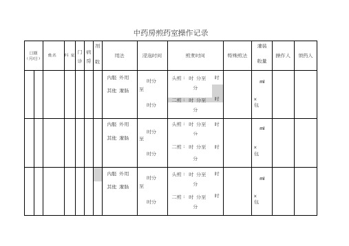 中药房煎药室操作记录